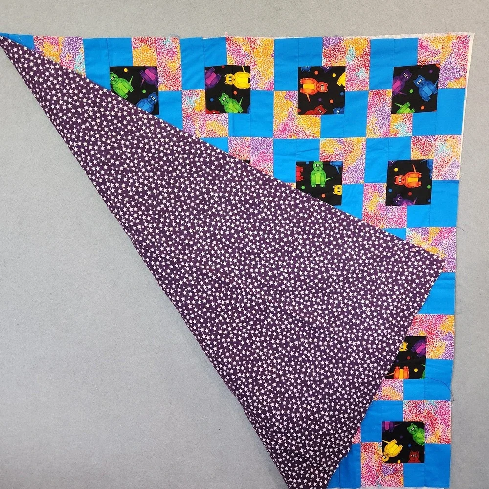 Unfinished Quilt Top Cats Kitties Colorful Lap or‎ Baby 39x39 Includes Backing